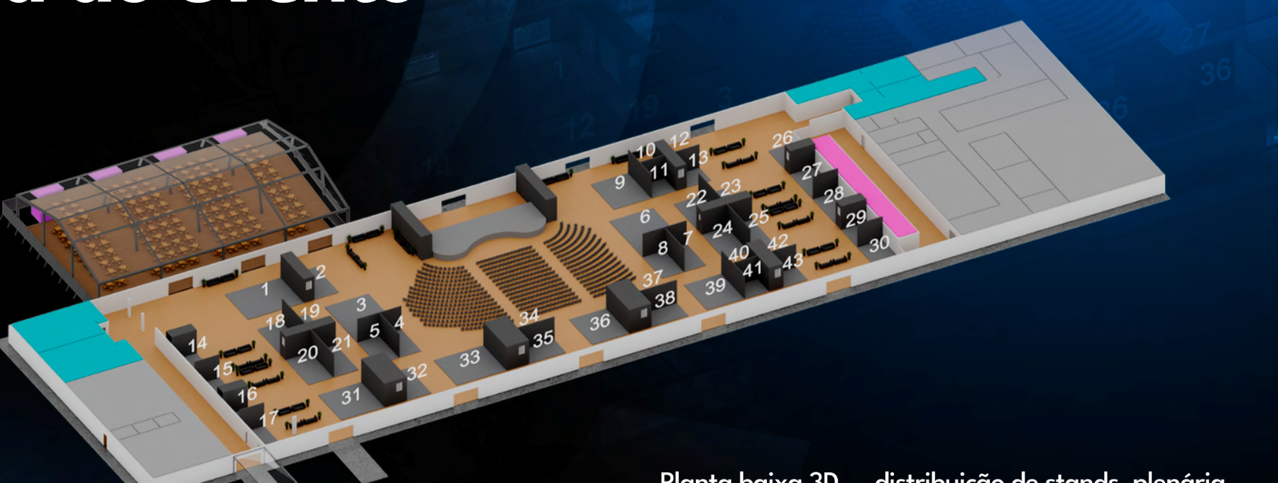 Planta baixa 3D do Expocommerce no CDL Hall